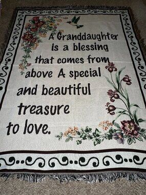 Tapestry Throw Blanket Collections Etc 51x63" GRANDDAUGHTER fringe NWOT